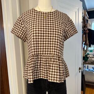Madewell Peplum Top in Gingham